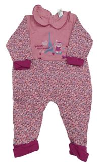 Růžový overal s kočkou a kytičkami Topolino