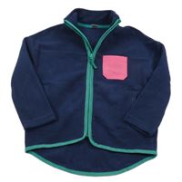 Tmavomodrá fleecová propínací mikina s kapsou TU