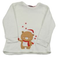 Bílá chlupatá mikina s medvědem Kiki&Koko