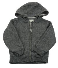 Černo-bílá melírovaná propínací mikina s kapucí Primark