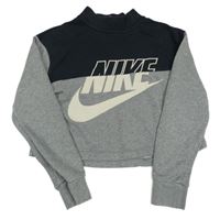 Černo-šedá crop mikina s logem Nike