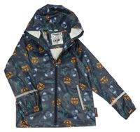 Tmavomodrá nepromokavá bunda se zvířátky a kapucí Lupilu