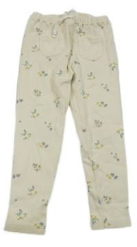 Světlebéžové žebrované legíny s kytičkami ZARA