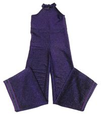 Černo-fialový třpytivý kalhotový overal 