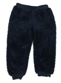 Tmavomodré chlupaté domácí kalhoty Lupilu