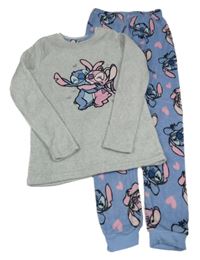 Šedo-modré chlupaté pyžamo se Stitchem a Angel Primark