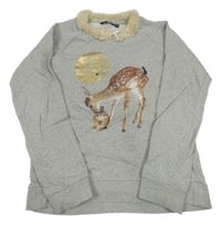 Šedá mikina se srnkou 