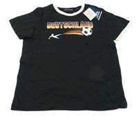 Nové - Černo.bílé tričko s fotbalovým míčem a nápisem Active