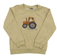 Béžová mikina s traktorem  