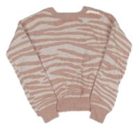 Růžový vzorovaný chlupatý svetr Primark