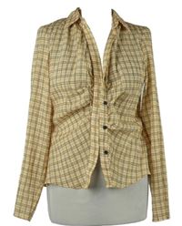 Dámská okrovo-bílo-černá kostkovaná halenka Primark 