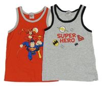 2 set - červené a šedé tílko se super hrdiny