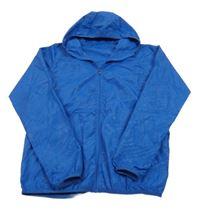 Modrá šusťáková bunda s kapucí