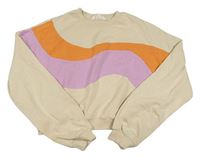 Béžovo-lila-oranžová crop mikina H&M