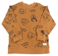 Medová žebrovaná mikina s Mickeym a Donaldem H&M