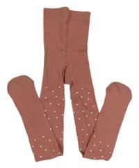 Starorůžové puntíkaté punčocháče