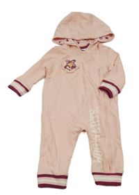 Světlerůžová tepláková kombinéza s nášivkou a kapucí - Harry Potter