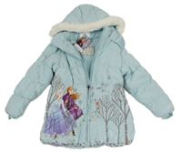Nové- Světlemodrá šusťáková zimní bunda s Frozen a kapucí Disney