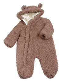 Růžová chlupatá zateplená kombinéza s kapucí V by Very