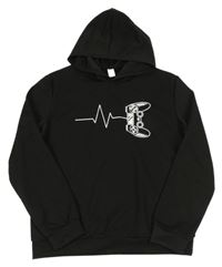 Černá mikina s potiskem a kapucí Shein