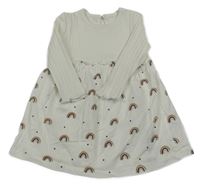 Bílé žebrované bavlněné šaty s duhami George