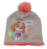 Pudrovo-korálová fleecová čepice se Skye a bambulí Nickelodeon