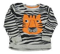 Šedo-černá vzorovaná mikina s tygrem Dunnes