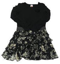 Černé šaty s květovanou sukní C&A