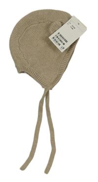 Nové - béžová pletená čepice s oušky H&M