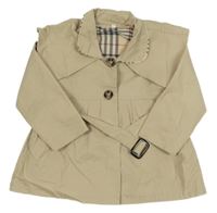 Světlebéžový plátěný jarní kabátek s páskem 