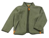 Khaki fleecová propínací mikina 