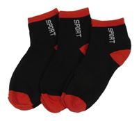 Nové - 3x Černo-červené ponožky s nápisem vel.31-33