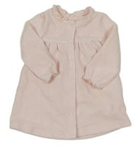 Světlerůžové sametové žebrované propínací šaty 