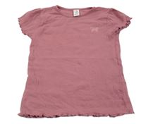 Růžové žebrované tričko s motýlem Topolino