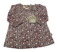 Nové - Mahagonovo-světlemodré vzorované šaty 