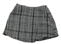 Černo-bílá kostkovaná zavinovací sukně Shein