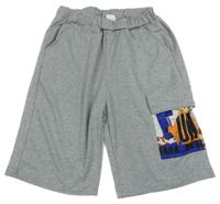 Šedé melírované kraťasy s kapsou 