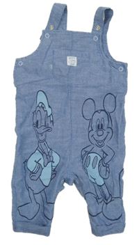 Modré melírované laclové kalhoty s Mickeym a Donaldem Disney