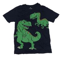 Tmavomodré tričko s dinosaury H&M