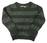 Tmavozeleno-melírovaný pruhovaný svetr Primark