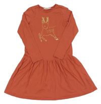 Cihlové šaty s kolouškem H&M