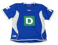 Modro-bílý fotbalový dres s číslem Fila 