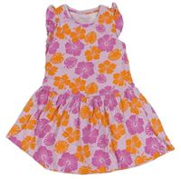 Lila bavlněné šaty s květy Primark