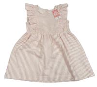 Růžovo-bílé pruhované šaty s volánky Matalan