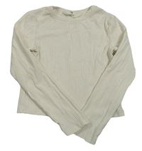 Smetanové žebrované crop triko H&M