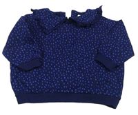 Tmavomodrá oversize mikina s puntíky a límečkem John Lewis