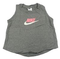 Šedý melírovaný crop top Nike