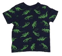 Tmavomodré tričko s dinosaury Primark