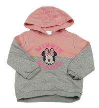 Šedo-broskvová mikina s Minnií a kapucí Disney