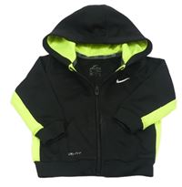 Černo-limetková propínací funkční sportovní mikina s kapucí Nike 